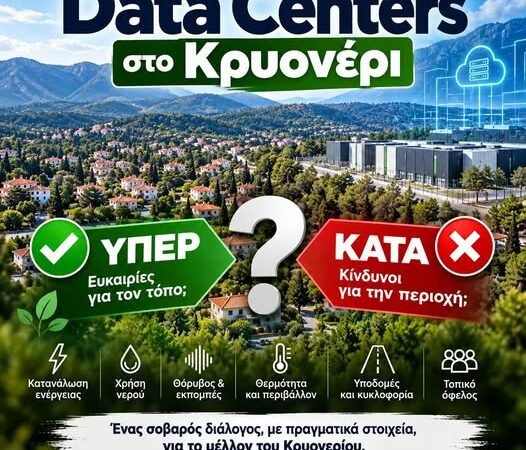 Ο Νεκτάριος Πίλτσης ζητά μετρήσεις, διαφάνεια και συνεχή παρακολούθηση για ενέργεια, νερό, θόρυβο, υποδομές και τοπικό όφελος στο Κρυονέρι.