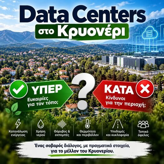 Ο Νεκτάριος Πίλτσης ζητά μετρήσεις, διαφάνεια και συνεχή παρακολούθηση για ενέργεια, νερό, θόρυβο, υποδομές και τοπικό όφελος στο Κρυονέρι.